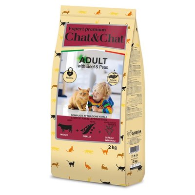 Gheda сухий корм для котів Chat&Chat Expert - Adult with beef & peas 2kg GDA00773 фото