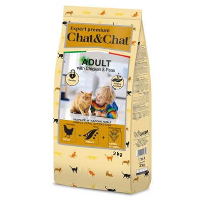 Gheda сухий корм для котів Chat&Chat Expert - Adult with chicken & peas 2kg GDA00772 фото
