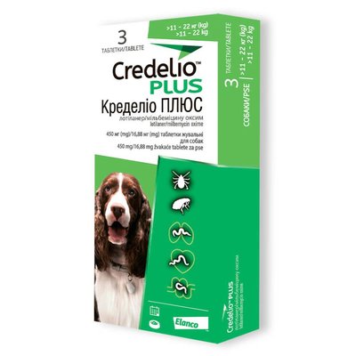 CREDELIO PLUS DOG TAB пероральний ендектоцид для собак вагою 11 - 22 кг CA5480003GN фото