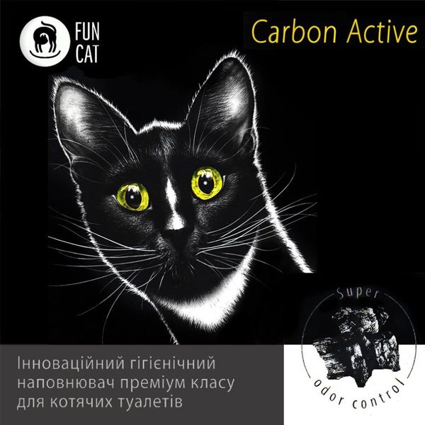 Fun Cat Carbon Active - наповнювач для котячих туалетів з активованим вугіллям сильнодіючий 5л